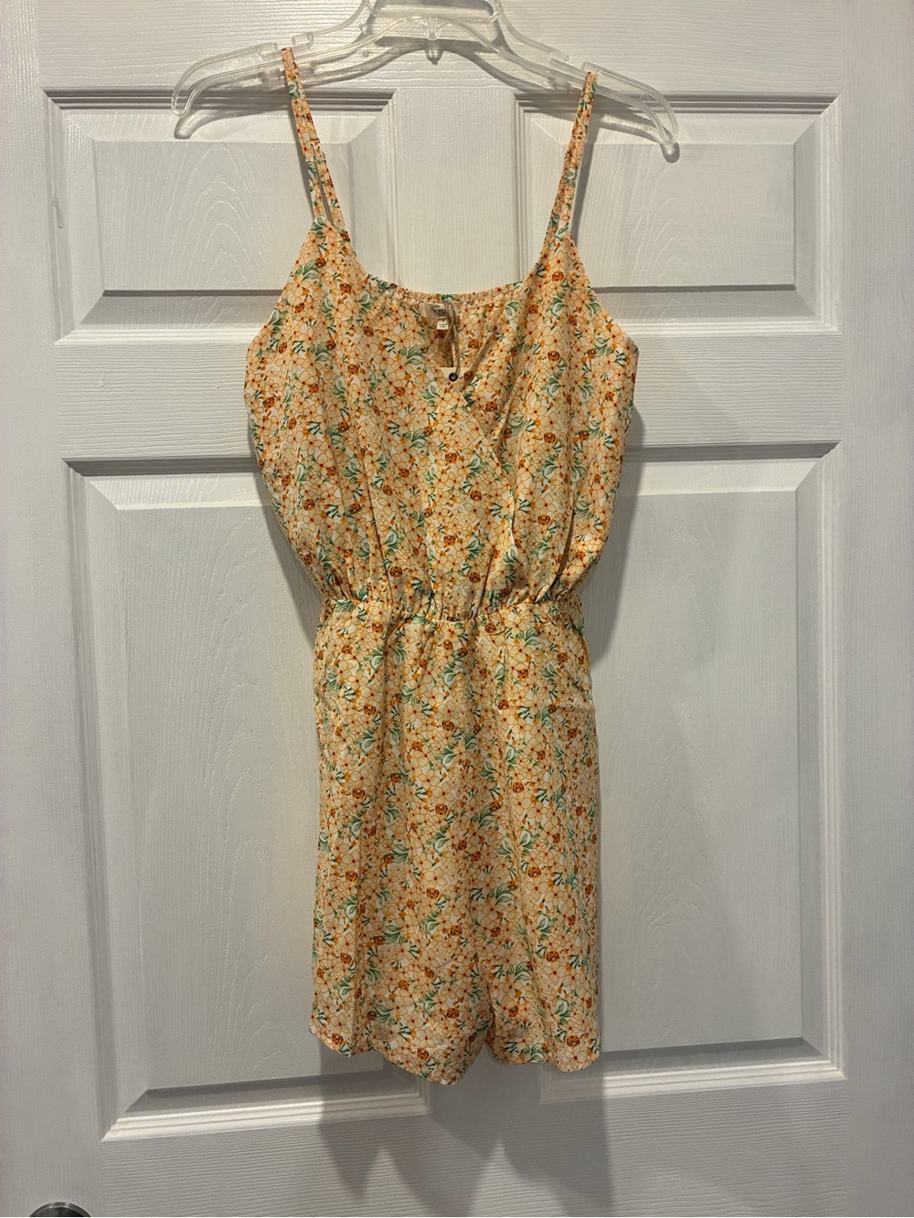 easel Yellow Floral Spaghetti-Strap Romper
